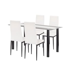 Denton 4+1 Esstisch-Set weiß-schwarz