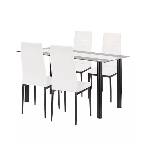 Denton 4+1 Esstisch-Set weiß-schwarz