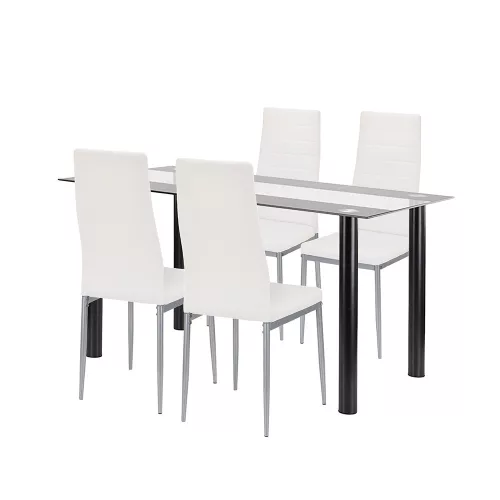 Denton 4+1 Esstisch-Set weiß-grau