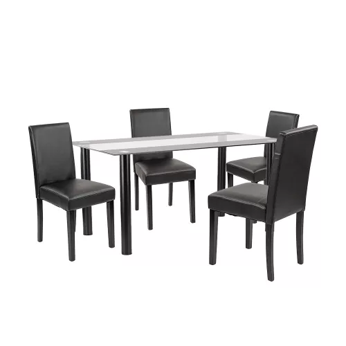 Cadiz 4+1 Esstisch-Set schwarz-schwarz