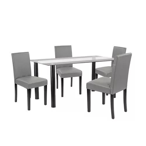Cadiz 4+1 Esstisch-Set schwarz-grau