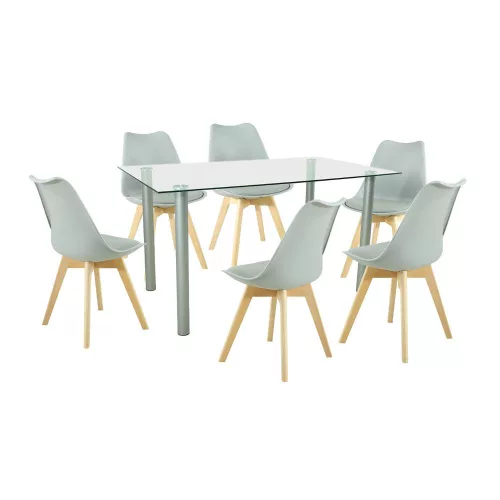 Midori 6+1 Esstisch-Set grau