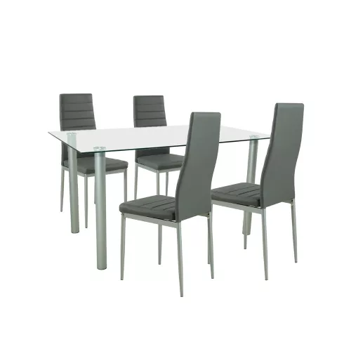 Verna 4+1 Esstisch-Set grau-grau