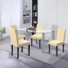 Cadiz 4+1 Esstisch-Set weiß-beige