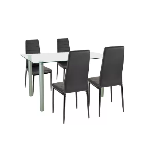 Verna 4+1 Esstisch-Set schwarz-schwarz