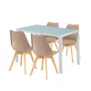 Liva 4+1 Esstisch-Set weiß-beige