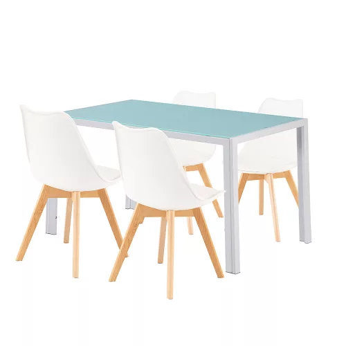 Nuvia 4+1 Esstisch-Set weiß-weiß
