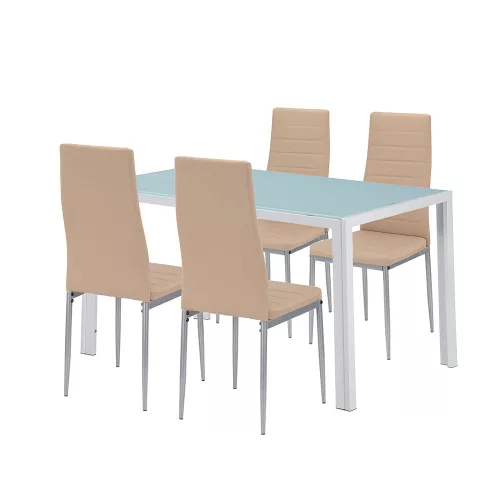 Mabel 4+1 Esstisch-Set beige-grau