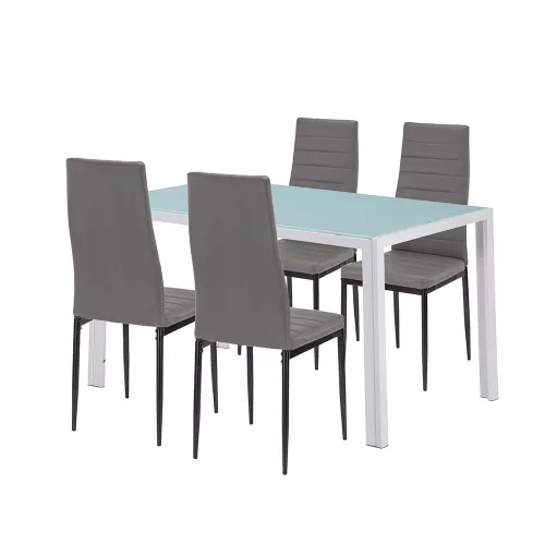Mabel 4+1 Esstisch-Set grau-schwarz