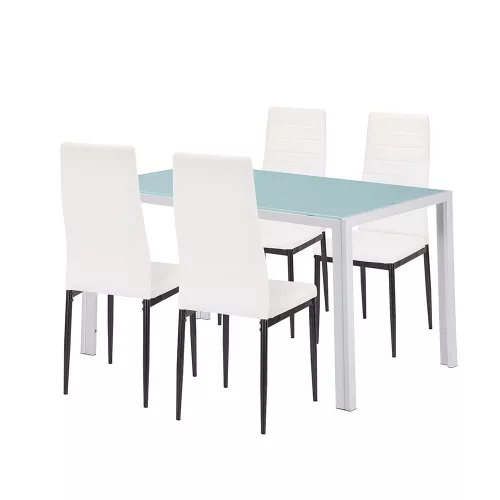 Mabel 4+1 Esstisch-Set weiß-schwarz