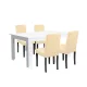 Leon 4+1 Esstisch-Set weiß-beige
