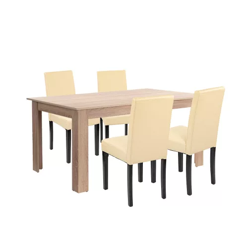 Leon 4+1 Esszimmergarnitur sonoma Eiche-beige