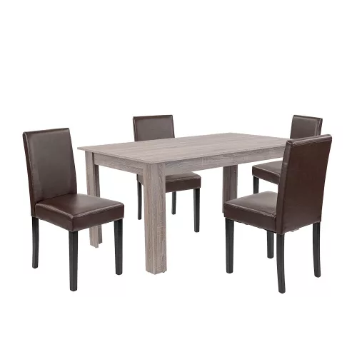 Leon 4+1 esstisch set york eiche braun