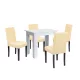 Leon 4+1 Esstisch-Set weiß-beige