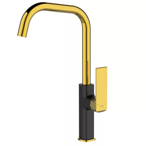 Maroko 35 schwarz-goldene Spültischarmatur