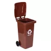Abfallbehälter-Set 2x120L schwarz, braun, mit Gummirädern