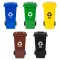 Behälter-Set 5x120L mit blauen, grünen, gelben, schwarzen, braunen Gummirädern