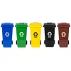 Behälter-Set 5x120L mit blauen, grünen, gelben, schwarzen, braunen Gummirädern
