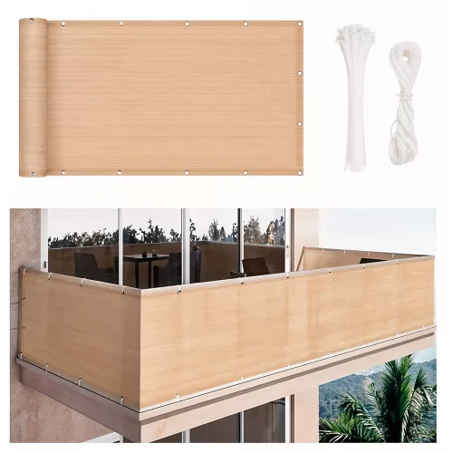 Balkonbeschattung, Sichtschutz 7 m beige