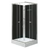 Polo Black II 80x80 cm quadratische schwarze Rückwand-Duschkabine mit Duschwanne