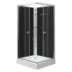 Polo Black II 80x80 cm quadratische schwarze Rückwand-Duschkabine mit Duschwanne