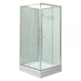   Polo White II 80x80 cm quadratische weiße Rückwand-Duschkabine mit Duschwanne