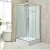 Polo White II 80x80 cm quadratische weiße Rückwand-Duschkabine mit Duschwanne