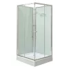 Polo White II 90x90 cm quadratische weiße Rückwand-Duschkabine mit Duschwanne