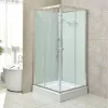 Polo White II 90x90 cm quadratische weiße Rückwand-Duschkabine mit Duschwanne