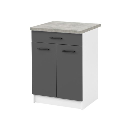 Praktik 60 Unterschrank 2 Türen 1 Schublade, weiß-anthrazit