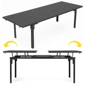 Ausziehbarer Gartentisch 180-240 cm für 12 Personen, grau