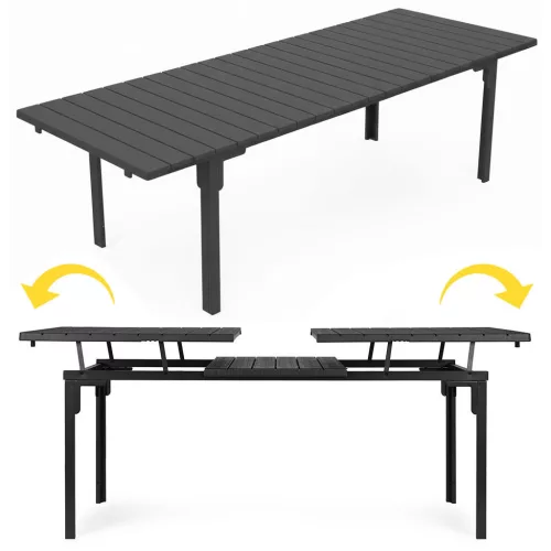 Ausziehbarer Gartentisch 180-240 cm für 12 Personen, grau
