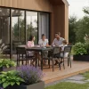 Ausziehbarer Gartentisch 180-240 cm für 12 Personen, grau