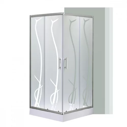 Spirit Bamboo 80x80 cm quadratische Duschkabine mit Duschwanne