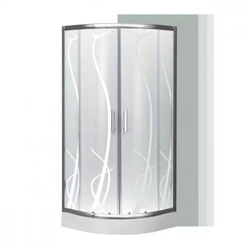Spirit Bamboo 80x80 cm gebogene Duschkabine mit Duschwanne