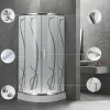 Spirit Bamboo 80x80 cm gebogene Duschkabine mit Duschwanne