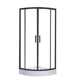   Spirit Clear 80x80 cm gebogene Duschkabine mit Duschwanne schwarz