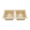 Tia quadratisches Waschbecken mit zwei Becken aus Granit mit Siphon beige