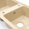 Tia quadratisches Waschbecken mit zwei Becken aus Granit mit Siphon beige