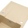 Gori quadratisches Einzelwaschbecken + Abtropffläche aus Granit mit Siphon beige