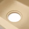 Gori quadratisches Einzelwaschbecken + Abtropffläche aus Granit mit Siphon beige