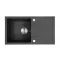 Gori Granit quadratisches Einzelbecken + Abtropffläche mit Siphon schwarz