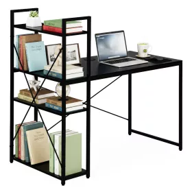 Schreibtisch 120x60 cm mit 3 Ablagen Schwarz