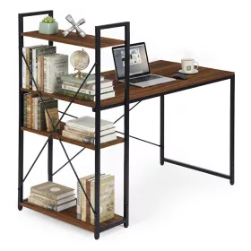   Schreibtisch 120 x 60 cm, 3 Regalböden, dunkles Nussbaumholz, Loft-Stil