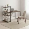 Schreibtisch 120 x 60 cm, 3 Regalböden, dunkles Nussbaumholz, Loft-Stil