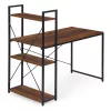 Schreibtisch 120 x 60 cm, 3 Regalböden, dunkles Nussbaumholz, Loft-Stil