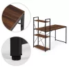Schreibtisch 120 x 60 cm, 3 Regalböden, dunkles Nussbaumholz, Loft-Stil