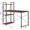 Schreibtisch 120 x 60 cm, 3 Regalböden, dunkles Nussbaumholz, Loft-Stil