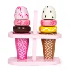Hölzernes Klettverschluss-Eiscreme-Set 9-teiliges Schneidespielzeug