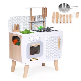   Spielküche aus Holz mit Backofen, Spüle und Küchenzubehör